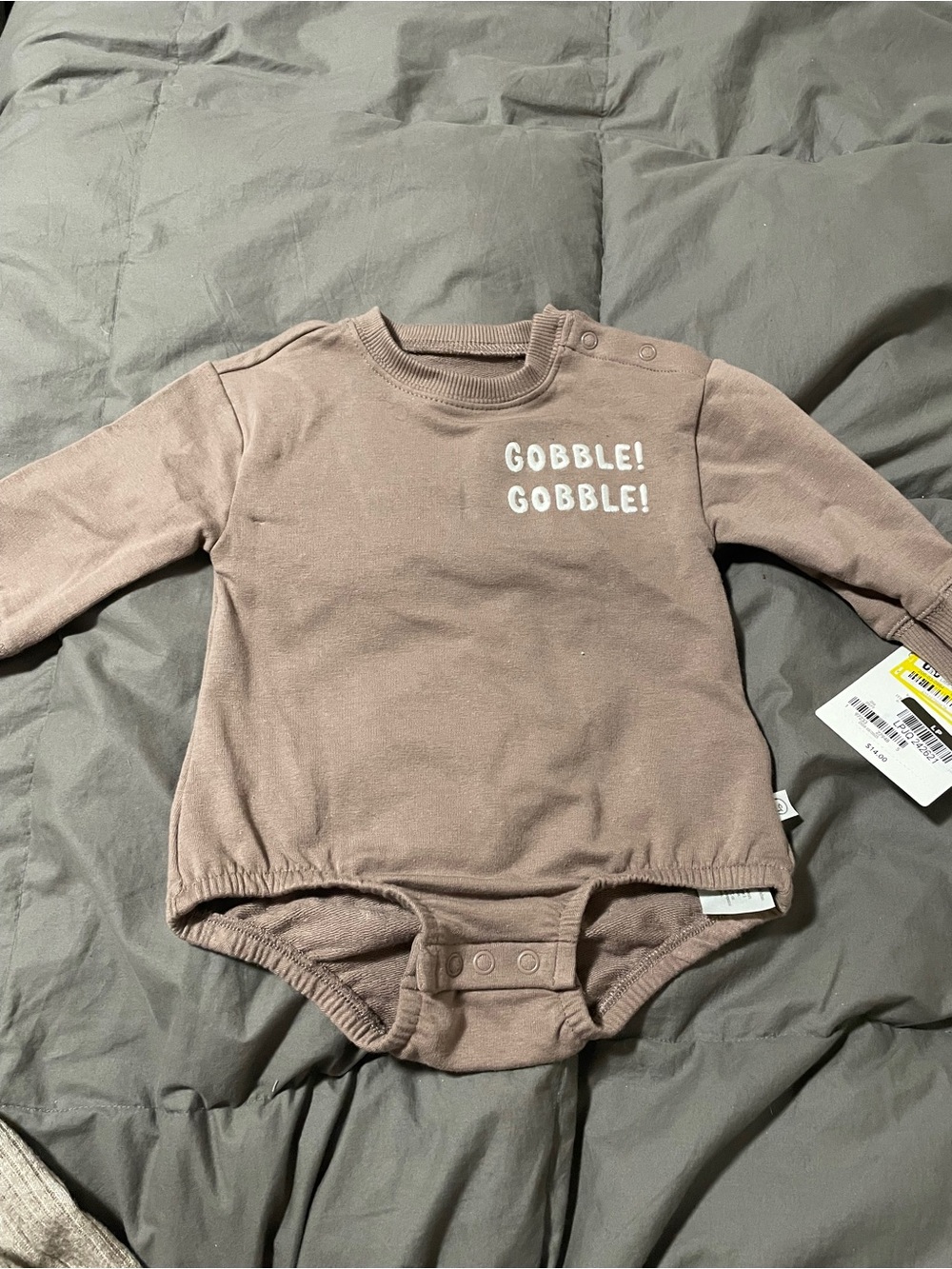 NWT little planet/carters Kids Baby Brown 'Gobble! Gobble!' onesie size 6 months